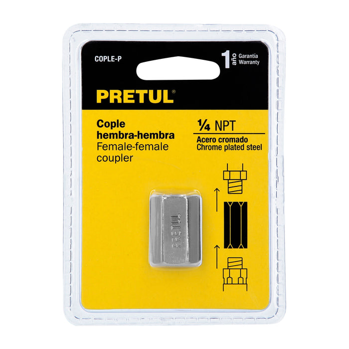 Cople acero, cuerda 1/4 NPT, Pretul 27027 COPLE-P