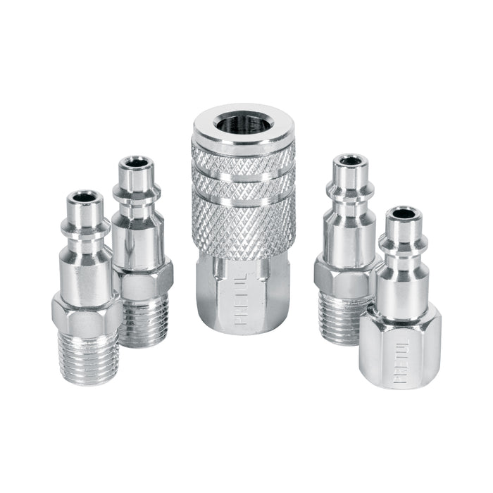 Juego de 4 conectores y 1 cople para compresor, Pretul 27021 CORAL-5P