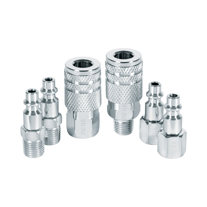 Juego de 4 conectores y 2 coples, compresor de aire, Pretul 27030 CORAL-6P