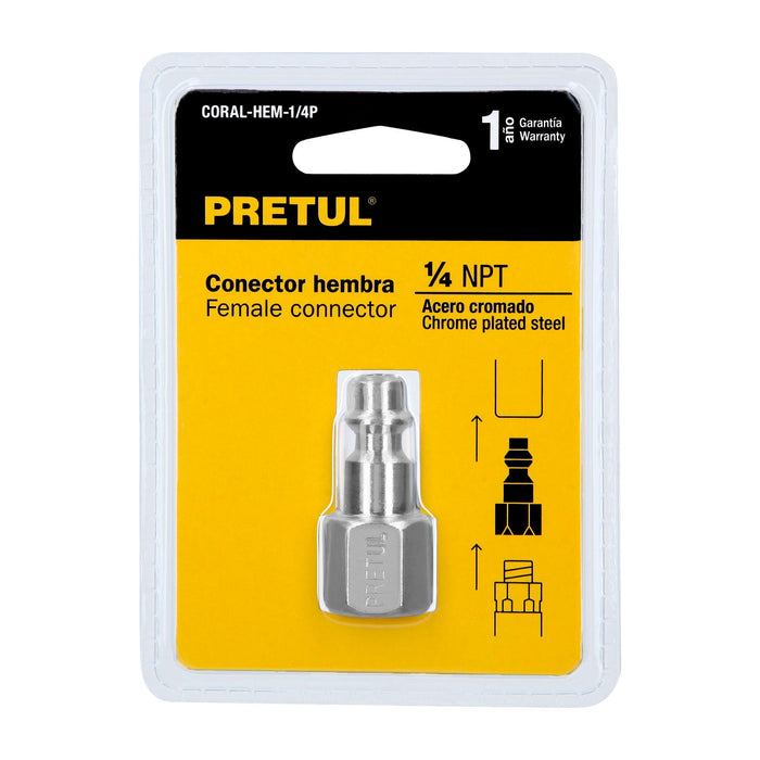 Conector rápido, tipo M, cuerda 1/4 NPT, hembra Pretul 27022