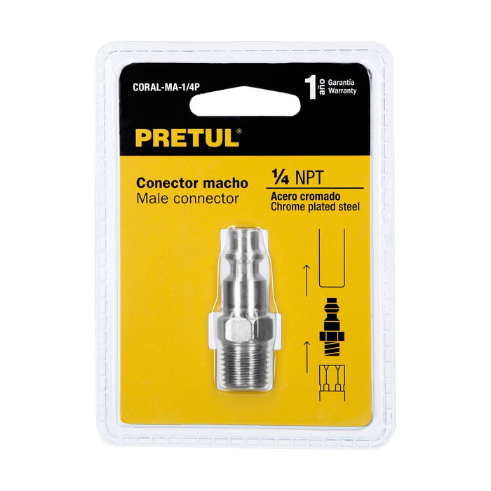 Conector rápido, tipo M, cuerda 1/4 NPT, macho Pretul 27023