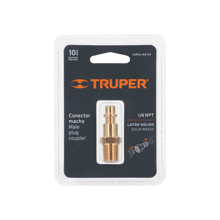 Conector rápido de latón, tipo M, cuerda 1/4' NPT, macho Código: 19083