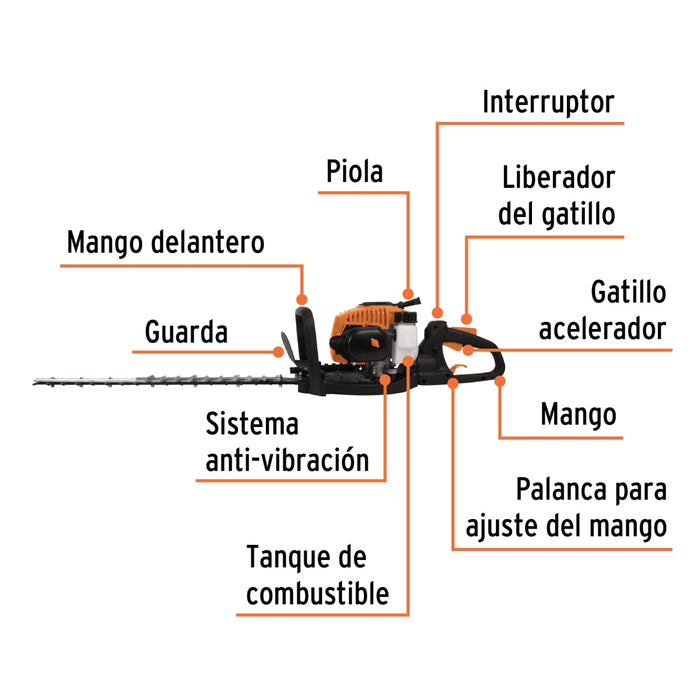 Cortasetos con motor a gasolina 26 cc, profesional, Truper 12251 COS-26X