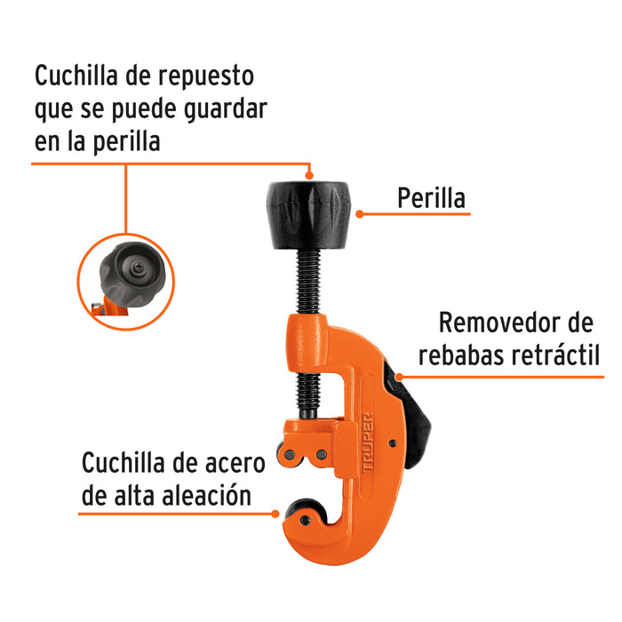 Cortador de tubo de cobre 1/8' a 1-1/8' cuchilla 17mm,Truper 12853 COT-30
