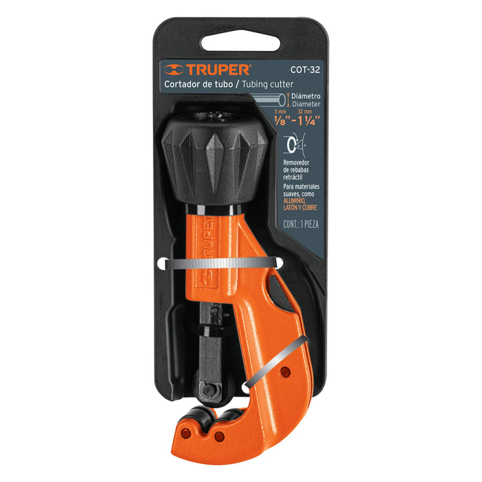 Cortador de tubo de cobre 1/8' a 1-1/4' cuchilla 18mm,Truper 12856 COT-32