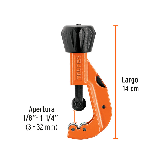 Cortador de tubo de cobre 1/8' a 1-1/4' cuchilla 18mm,Truper 12856 COT-32