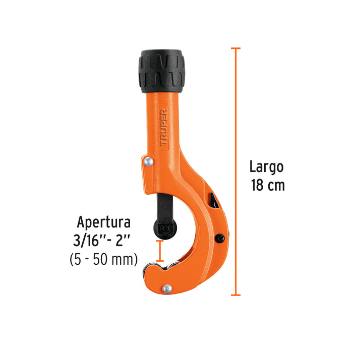 Cortador de tubo de cobre 3/16' a 2' cuchilla 18 mm, Truper 12859 COT-50