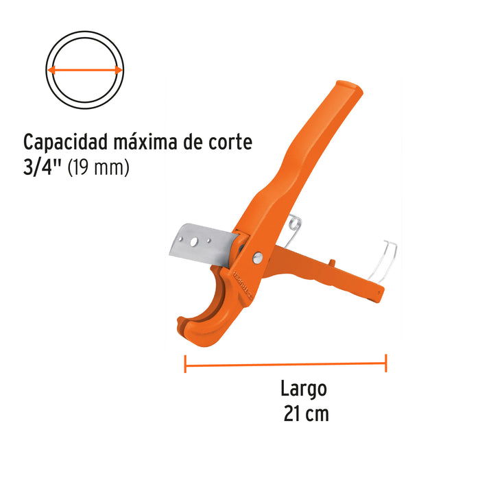 Cortador de tubo de plástico, capacidad corte 3/4', Truper 12857 COT-PPR