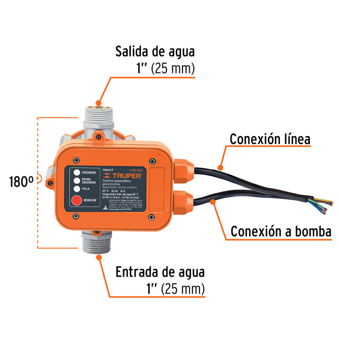 Control automático de presión de bombas para agua, 180° 102417 CPB-180