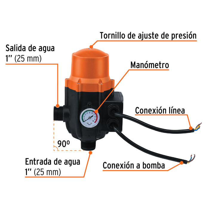 Control automático de presión de bombas para agua, 90° 102416 CPB-90