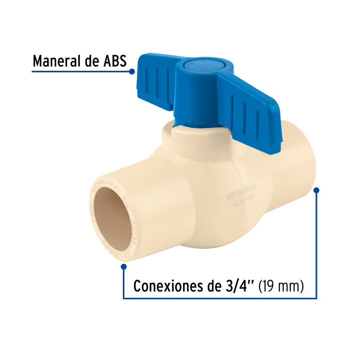 Válvula de esfera de CPVC 3/4', Foset 45048