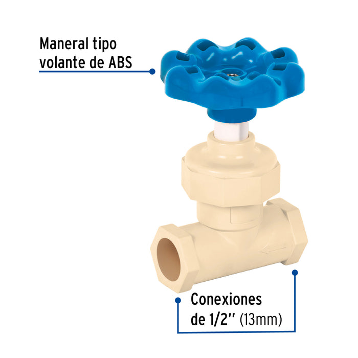 Válvula globo de CPVC 1/2' maneral volante, Foset 42018
