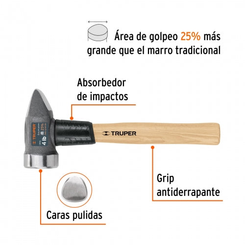 Marro para herrería 4 lb mango 12', Truper 11253 CRP-4HX