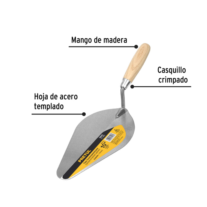 Cuchara para albañil 10' tipo centroamericana, Pretul 20545 CT-10PC