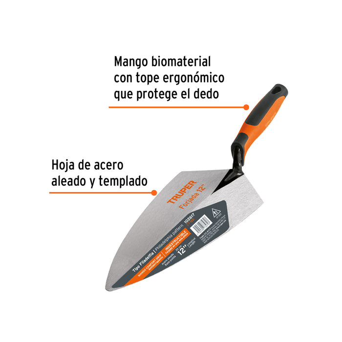 Cuchara p/ albañil 12' forjada tipo Filadelfia, Comfort Grip 102617 CT-12B
