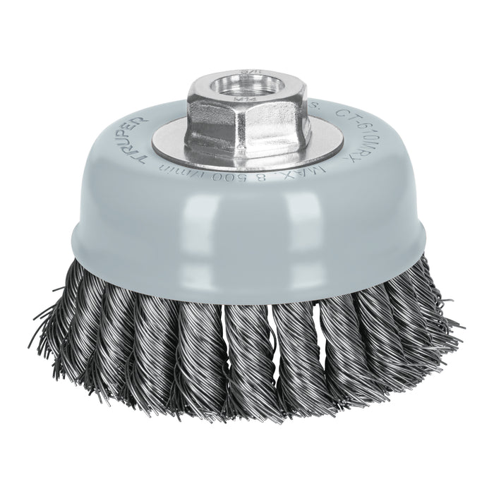 Carda copa 4' alambre trenzado grueso, Multi-rosca, Truper 100855 CT-610MRX