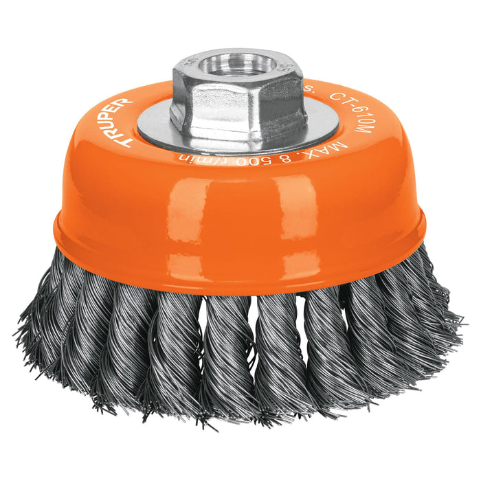 Carda copa 4' alambre trenzado fino, eje M14, Truper 14185 CT-610M