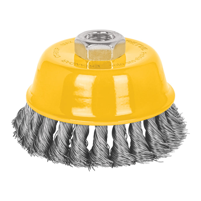 Carda copa 4' alambre trenzado fino, eje 5/8'-11, Pretul 28258 CT-610P