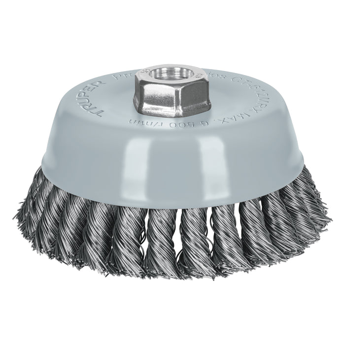 Carda copa 5' alambre trenzado fino, Multi-rosca, Truper 100853 CT-612MR