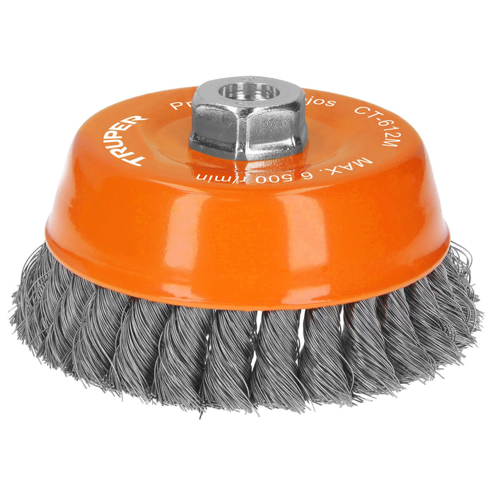 Carda copa 5' alambre trenzado fino, eje M14, Truper 11544 CT-612M