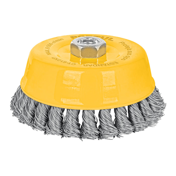 Carda copa 5' alambre trenzado grueso, eje 5/8'-11, Pretul 28261 CT-612XP