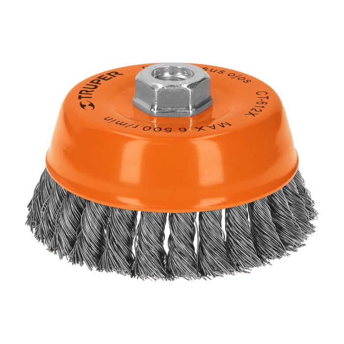 Carda copa 5' alambre trenzado grueso, eje 5/8'-11, Truper 11542 CT-612X