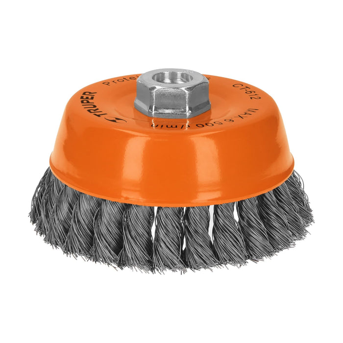 Carda copa 5' alambre trenzado fino, eje 5/8'-11, Truper 11541 CT-612