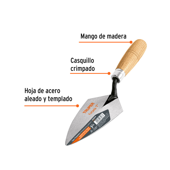 Cuchara para albañil 7' forjada tipo Filadelfia, Truper 102614 CT-7