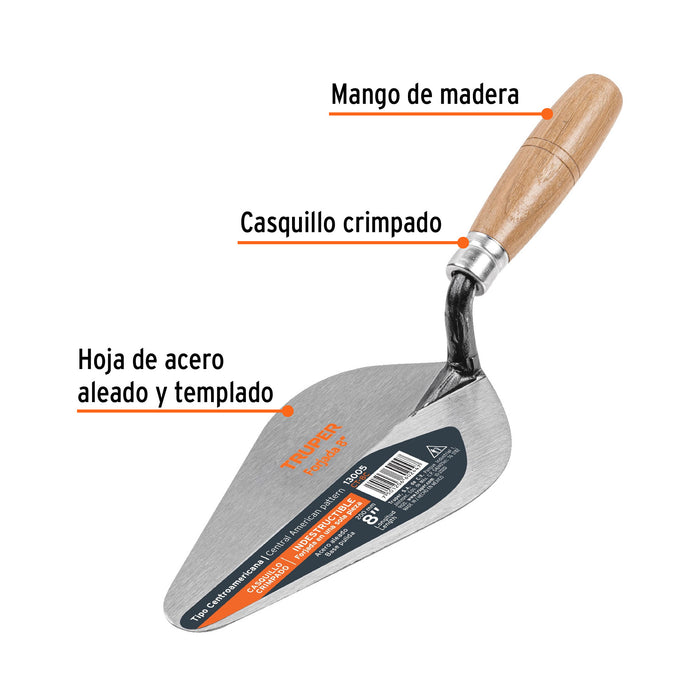 Cuchara para albañil 8' forjada tipo Centroamericana, Truper Código: 13005