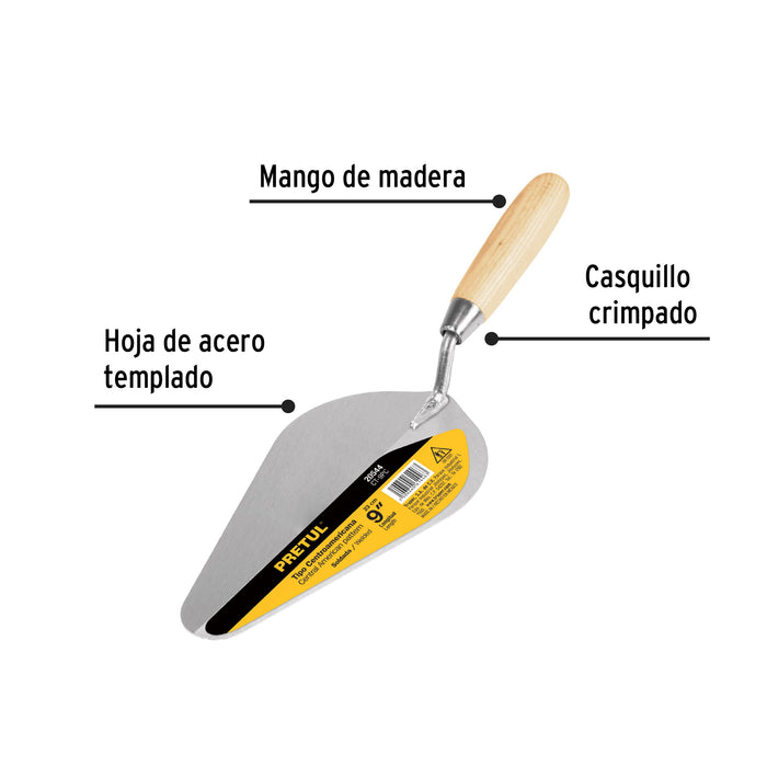 Cuchara para albañil 9' tipo centroamericana, Pretul 20544 CT-9PC