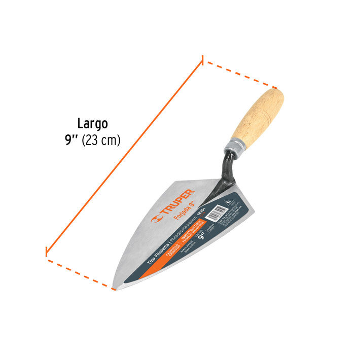 Cuchara para albañil 9' forjada tipo Filadelfia, Truper 12991 CT-9