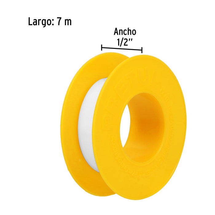 Cinta sella roscas 1/2' X 7 m de largo, Pretul 27010