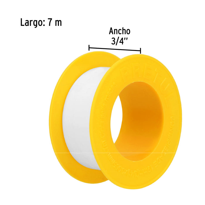 Cinta sella roscas 3/4' X 7 m de largo, Pretul 27011