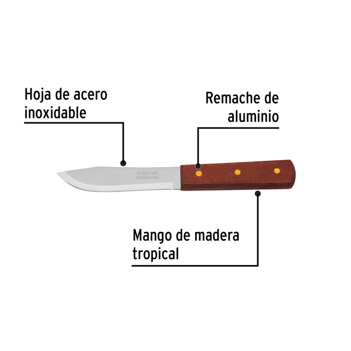 Cuchillo cebollero 5' mango de madera, Pretul 23075