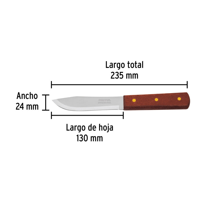 Cuchillo cebollero 5' mango de madera, Pretul 23075