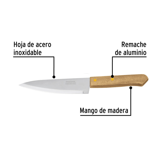 Cuchillo de chef 6' mango de madera, Pretul 23080 CUCH-M61