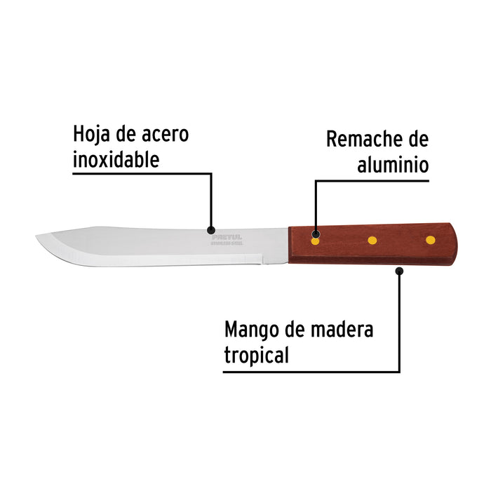 Cuchillo cebollero 7' mango de madera, Pretul 23077