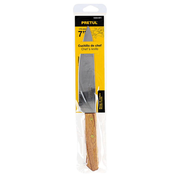 Cuchillo de chef 7' mango de madera, Pretul 23081 CUCH-M71