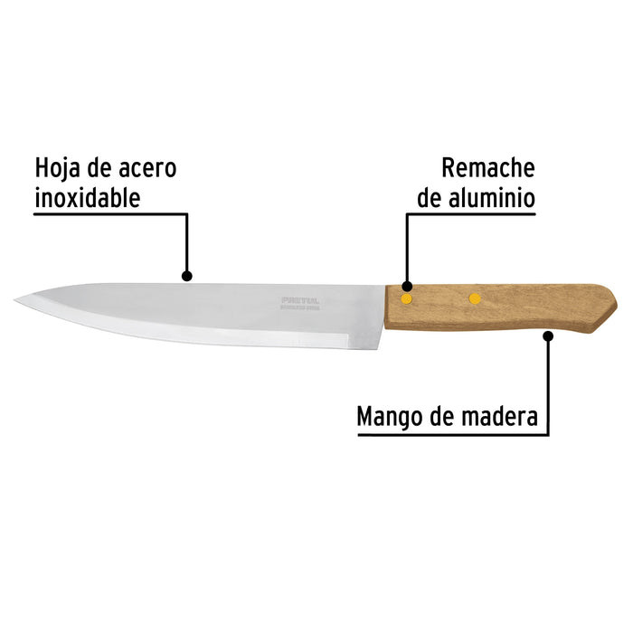Cuchillo de chef 8' mango de madera, Pretul 23082 CUCH-M81