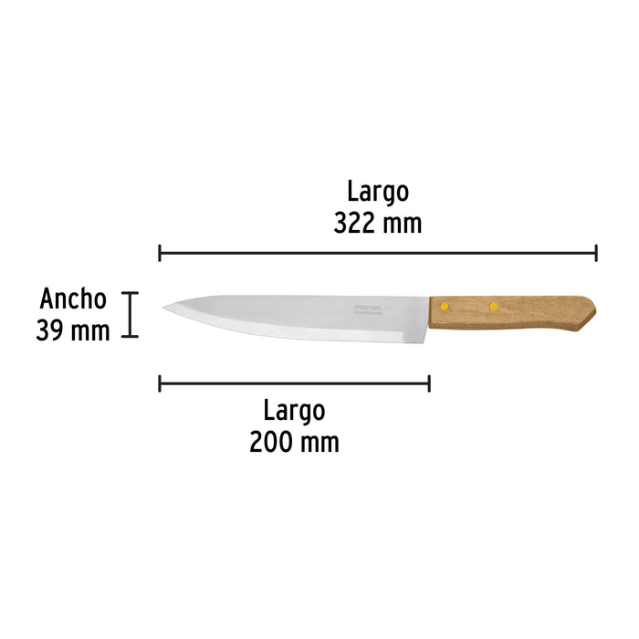 Cuchillo de chef 8' mango de madera, Pretul 23082 CUCH-M81