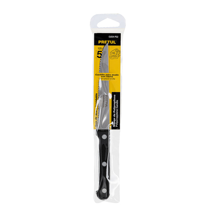 Cuchillo con sierra para asado 5' mango de plástico, Pretul 23092 CUCH-P52