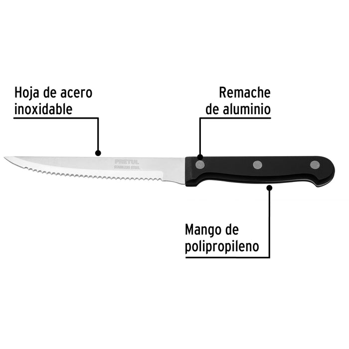 Cuchillo con sierra para asado 5' mango de plástico, Pretul 23092 CUCH-P52