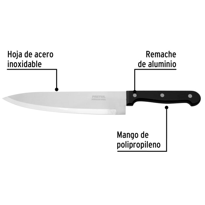 Cuchillo de chef 8' mango de polipropileno, Pretul 23091 CUCH-P81