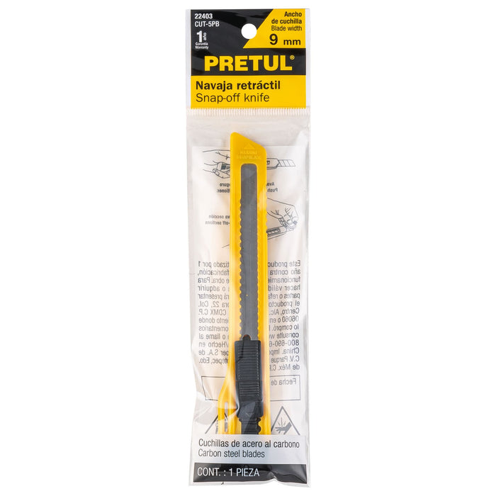 Cutter 9 mm plástico, Pretul 22403