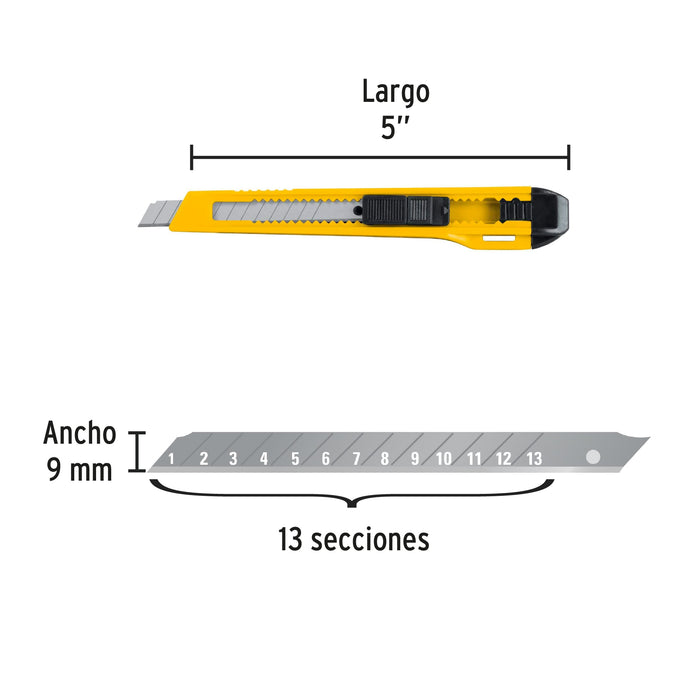 Cutter 9 mm plástico, Pretul 22403