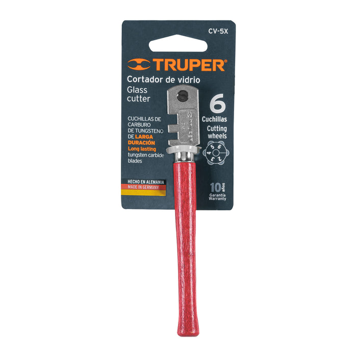 Cortador de vidrio 5' con 6 cuchillas, Truper 12954 CV-5X