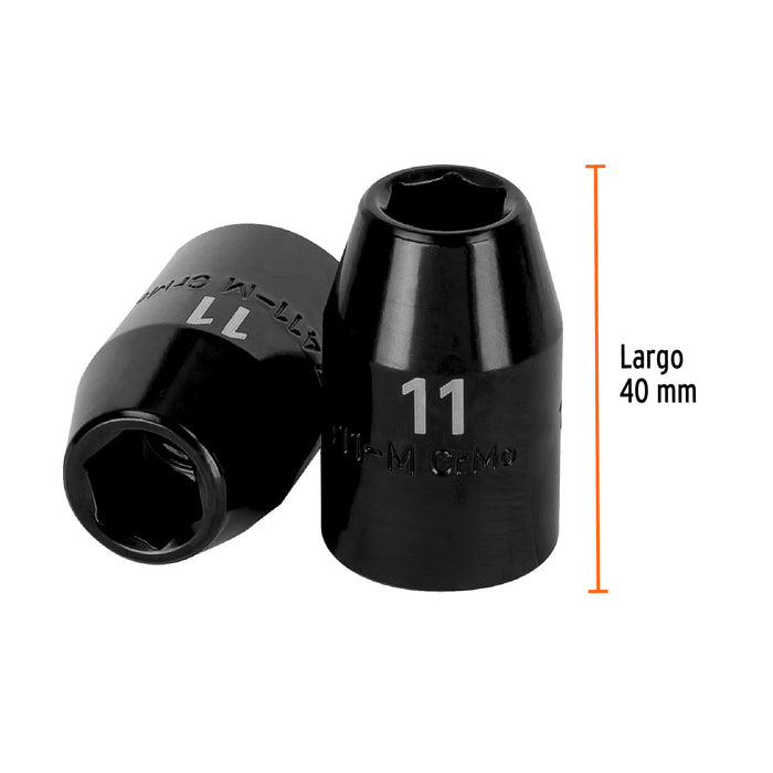 Dado cuadro 1/2' de impacto 6 puntas de 11 mm, Truper 12411 D-7411-M