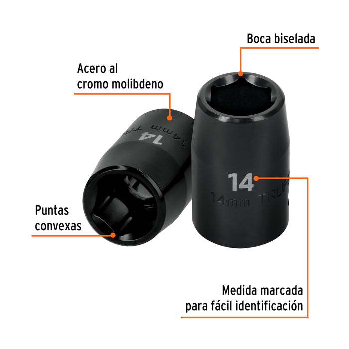 Dado cuadro 1/2' de impacto 6 puntas de 14 mm, Truper 12414 D-7414-M