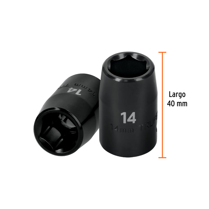 Dado cuadro 1/2' de impacto 6 puntas de 14 mm, Truper 12414 D-7414-M