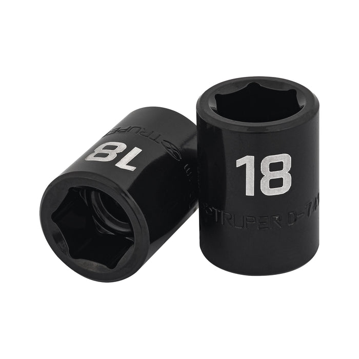 Dado cuadro 1/2' de impacto 6 puntas de 18 mm, Truper 12418 D-7418-M